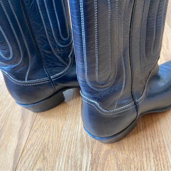 VINTAGE JUSTIN 1879 FORT WORTH TEXAS BLACK COWBOY BOOTS SIZE 7 1/2 main image 7